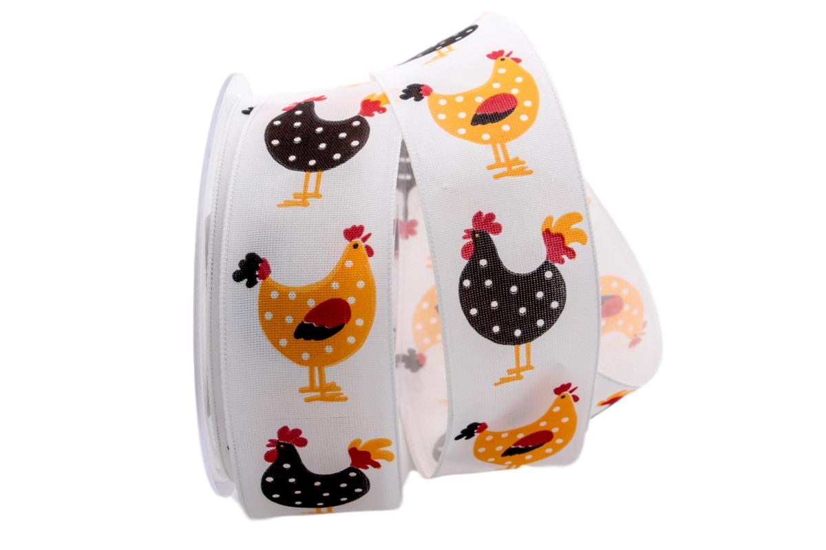 Motivband Hühnerhof orange 40mm mit Draht