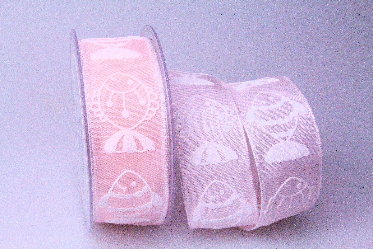 Motivband Kommunion rosa 40 mm mit Drahtkante