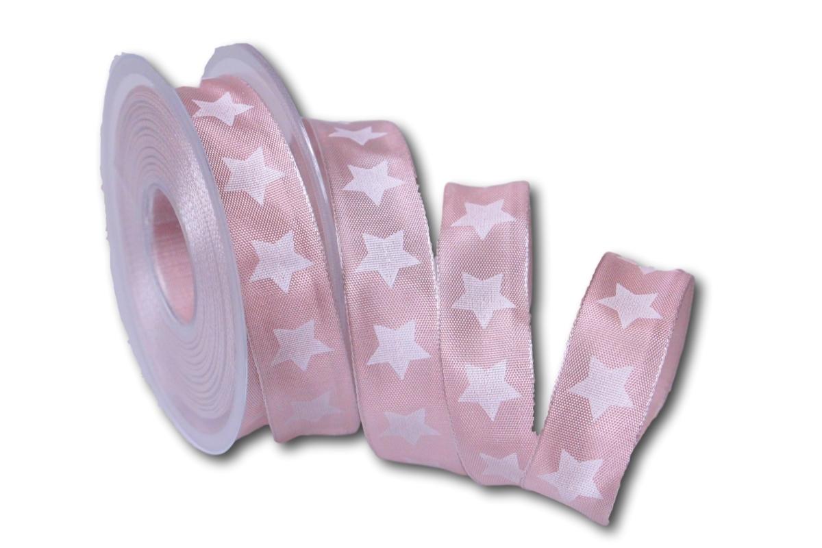 Motivband moderner Stern altrosa 25mm mit Draht