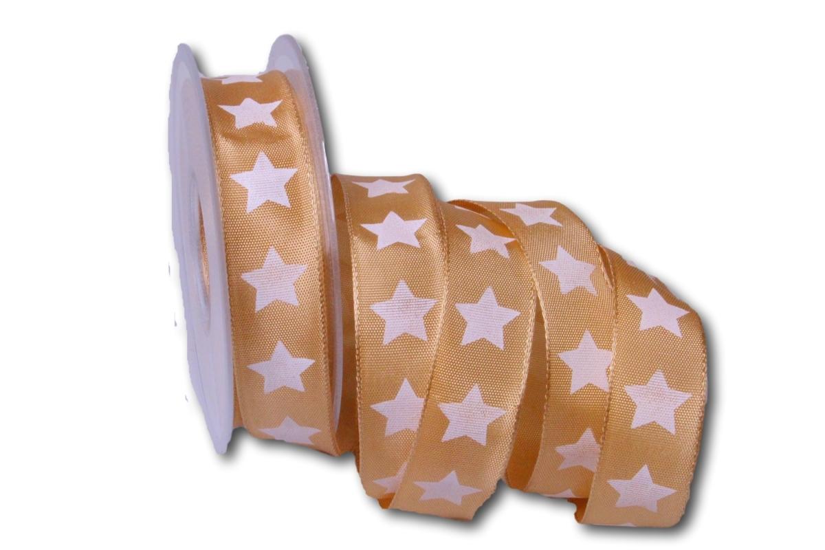 Motivband moderner Stern aprikot 25mm mit Draht
