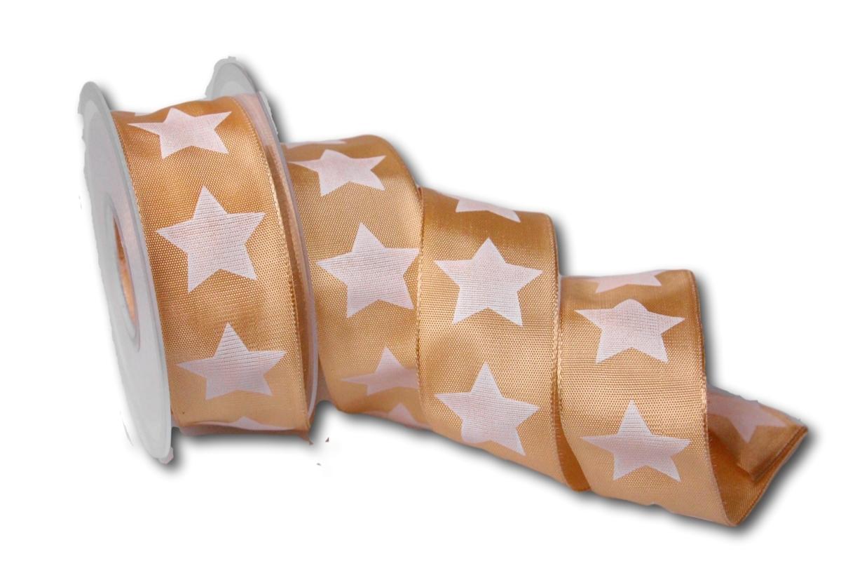 Motivband moderner Stern aprikot 40mm mit Draht