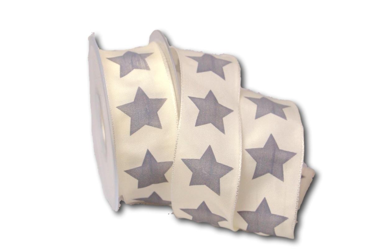 Motivband moderner Stern creme 40mm mit Draht