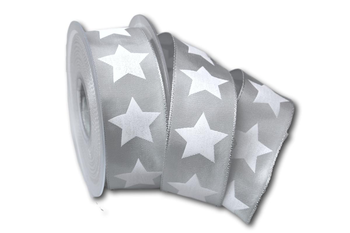 Motivband moderner Stern grau 40mm mit Draht
