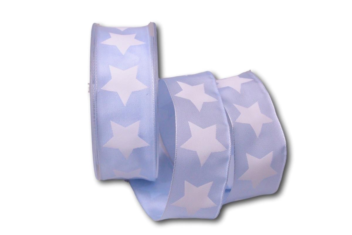 Motivband moderner Stern hellblau 40mm mit Draht