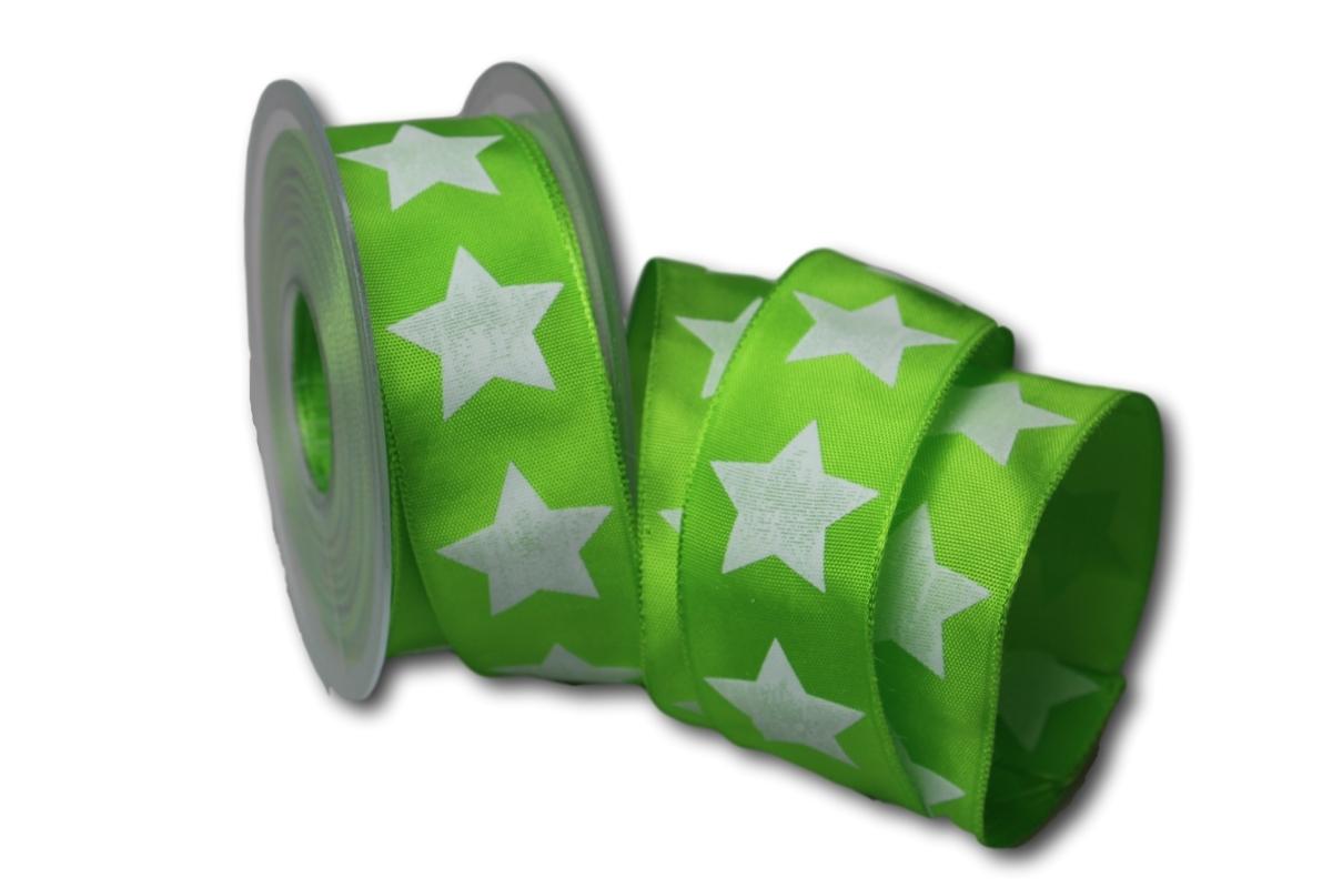 Motivband moderner Stern hellgrün 40mm mit Draht