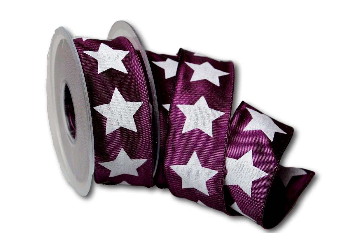 Motivband moderner Stern Lila - Beere 40mm mit Draht