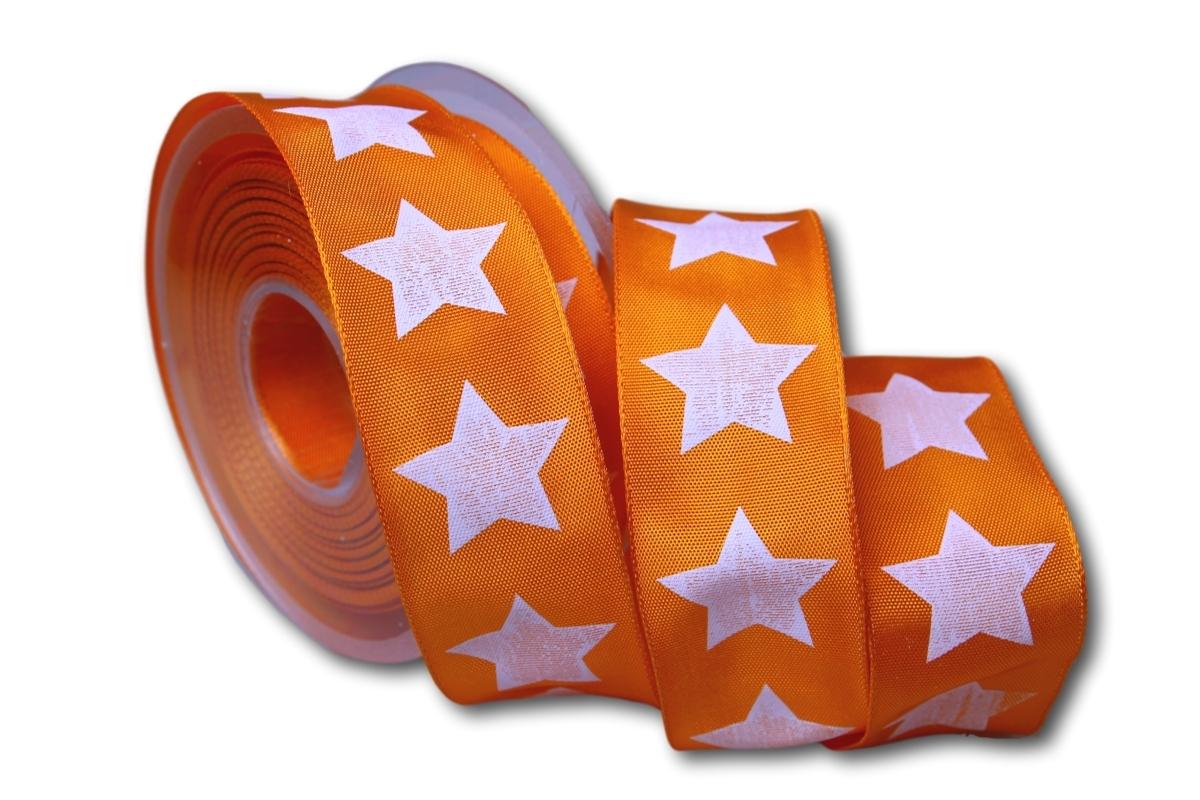 Motivband moderner Stern orange 40mm mit Draht