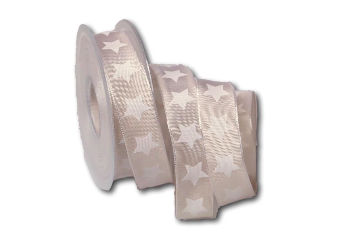 Motivband moderner Stern toffee 25mm mit Draht