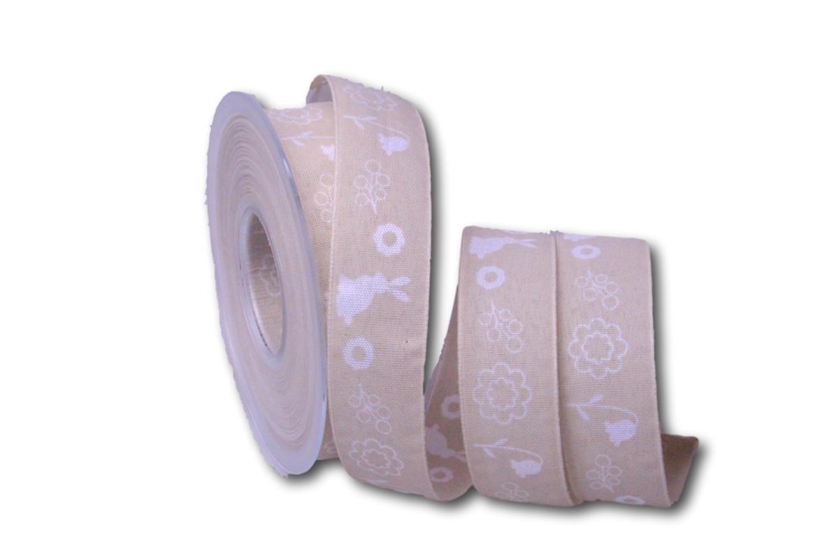 Motivband Osterwiese toffee 25mm mit Draht