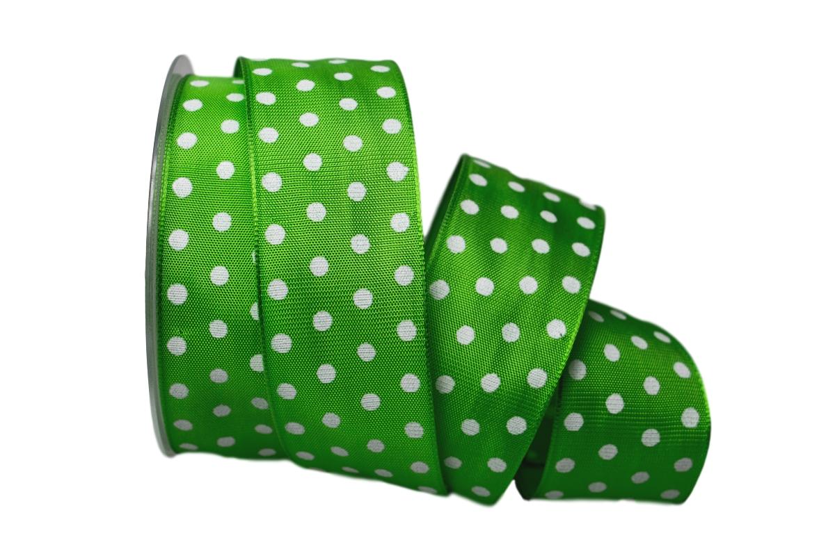 Motivband Punkteband Hellgrün mit Draht 40mm