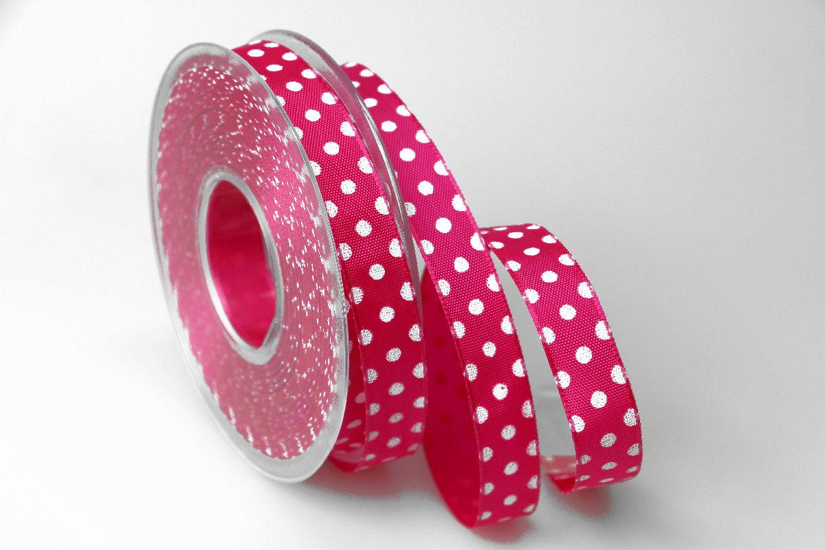 Motivband Punkteband pink mit Draht 15mm