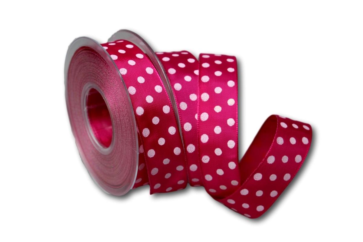 Motivband Punkteband pink mit Draht 25mm