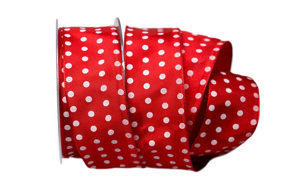 Motivband Punkteband Rot Weiß mit Draht 40mm