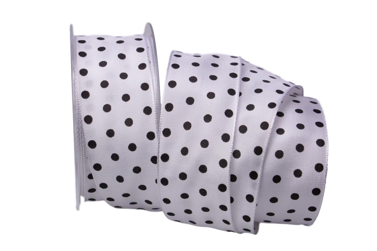 Motivband Punkteband Weiß Schwarz mit Draht 40mm