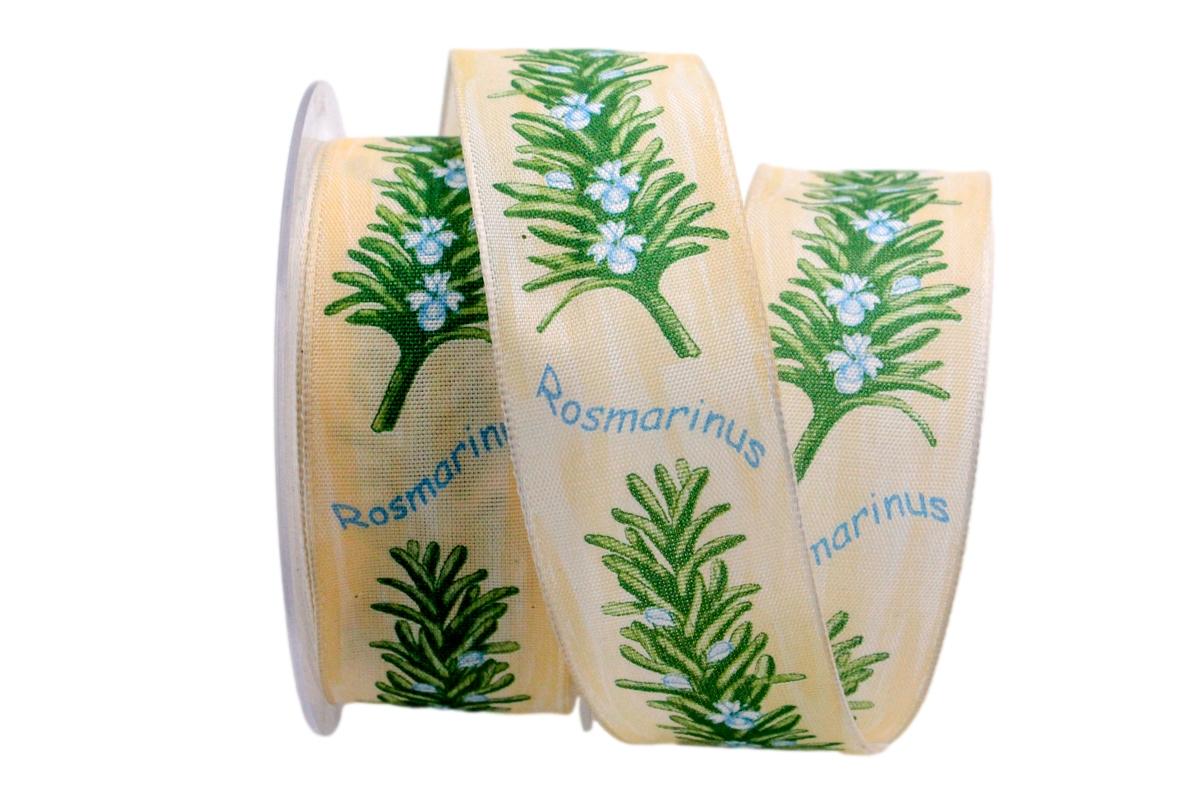 Motivband Rosmarin Creme mit Draht 40mm