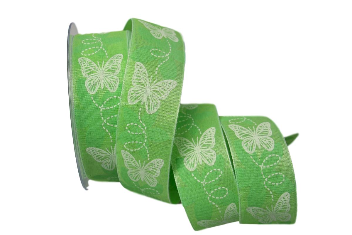 Motivband Schmetterling hellgrün ohne Draht 40mm
