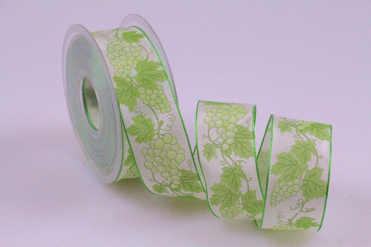 Motivband Weintraube weiß mit Draht 40mm