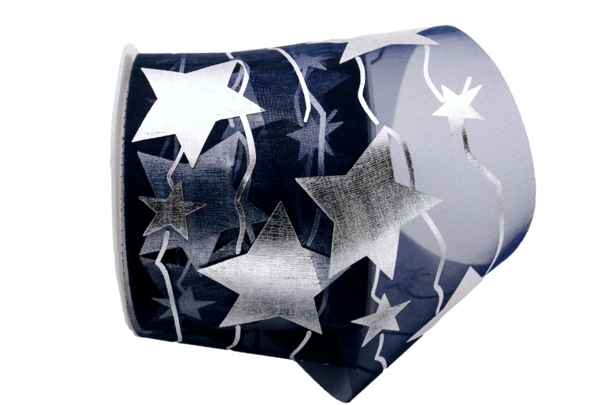 Organza Stern blau ohne Draht 70mm