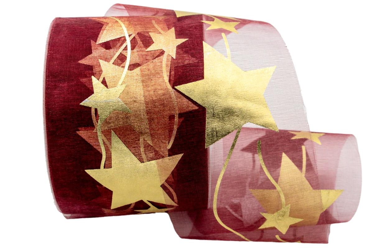 Organza Stern bordeaux ohne Draht 70mm