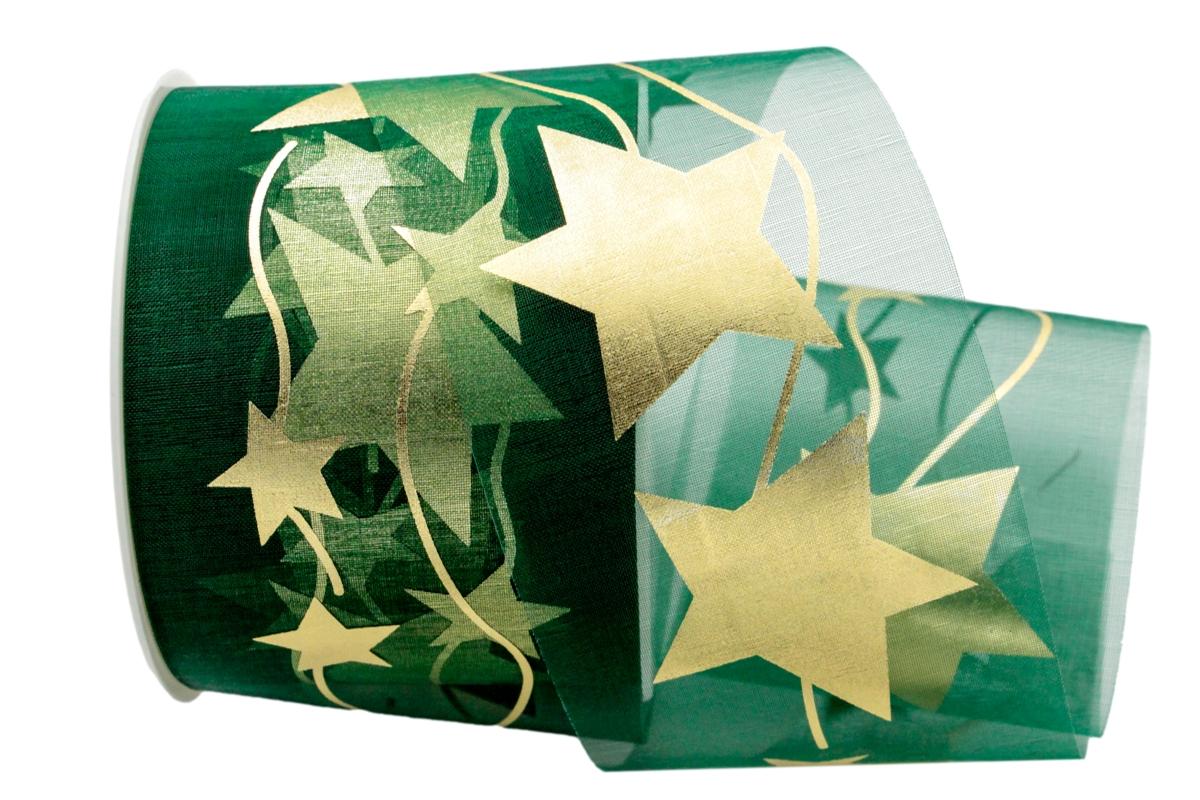 Organza Stern grün ohne Draht 70mm