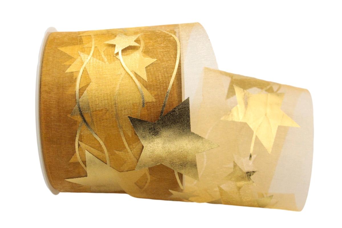 Organza Stern honig ohne Draht 70mm