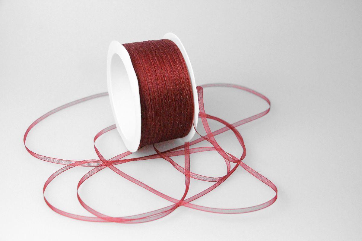 Organzabändchen 3mm bordeaux  ohne Draht