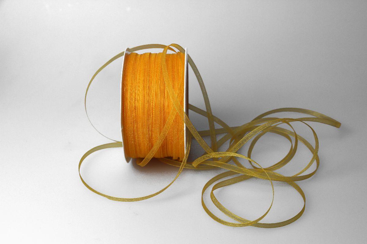 Organzabändchen 3mm gelb ohne Draht