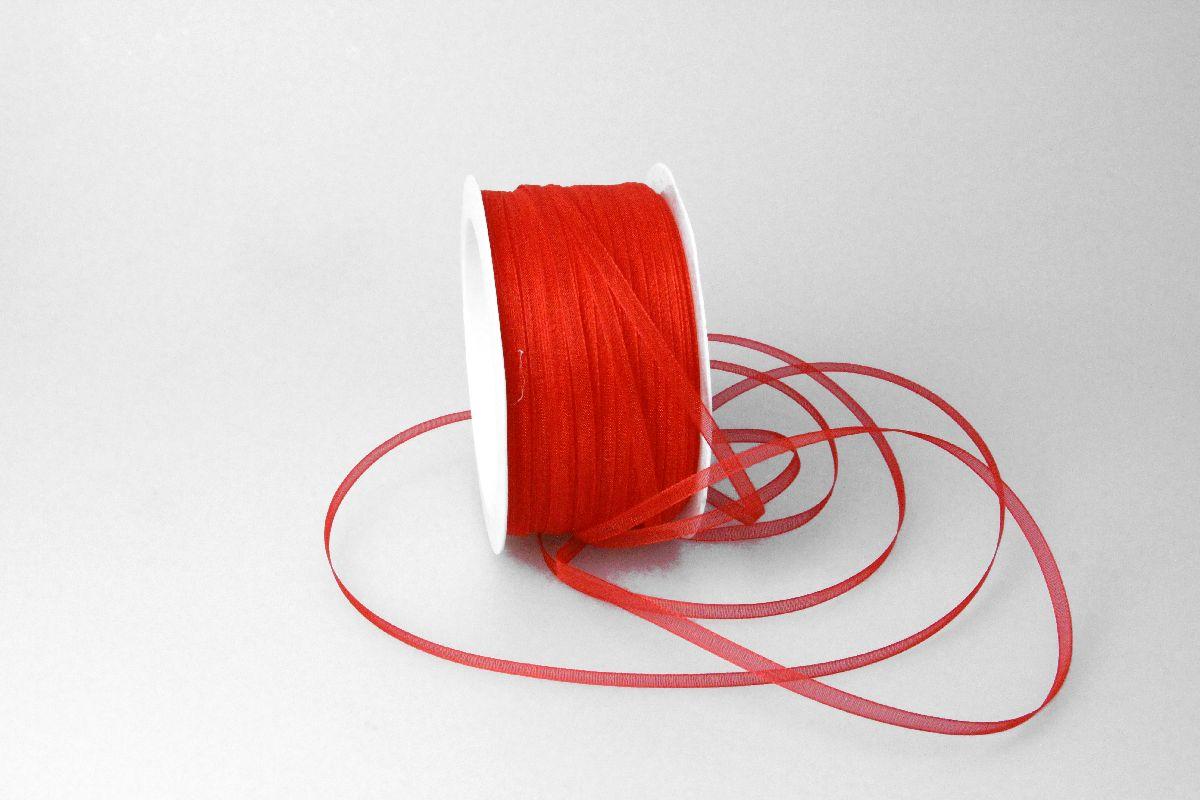 Organzabändchen 3mm rot ohne Draht