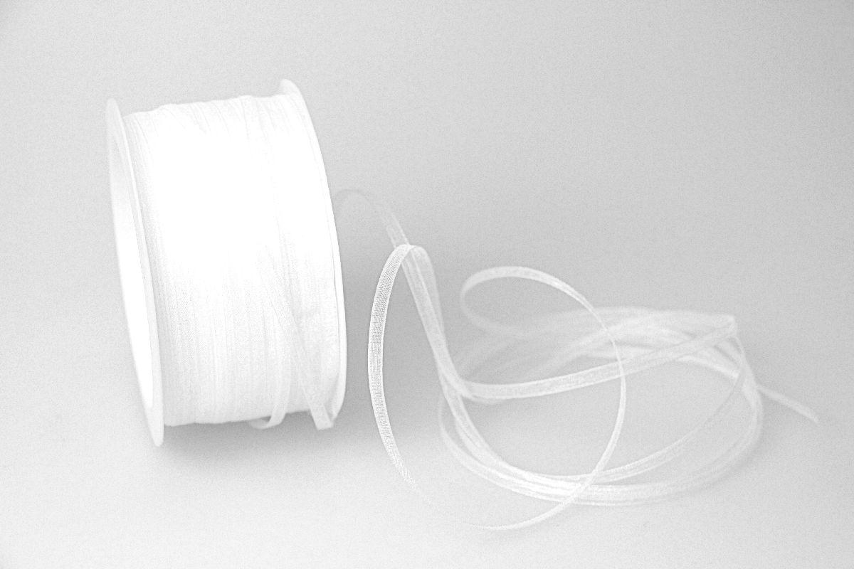 Organzabändchen 3mm weiß ohne Draht
