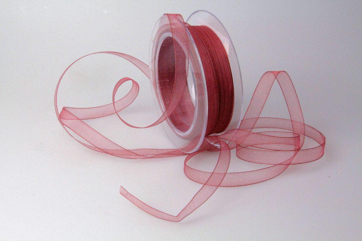 Organzabändchen Bordeaux ohne Draht 10mm