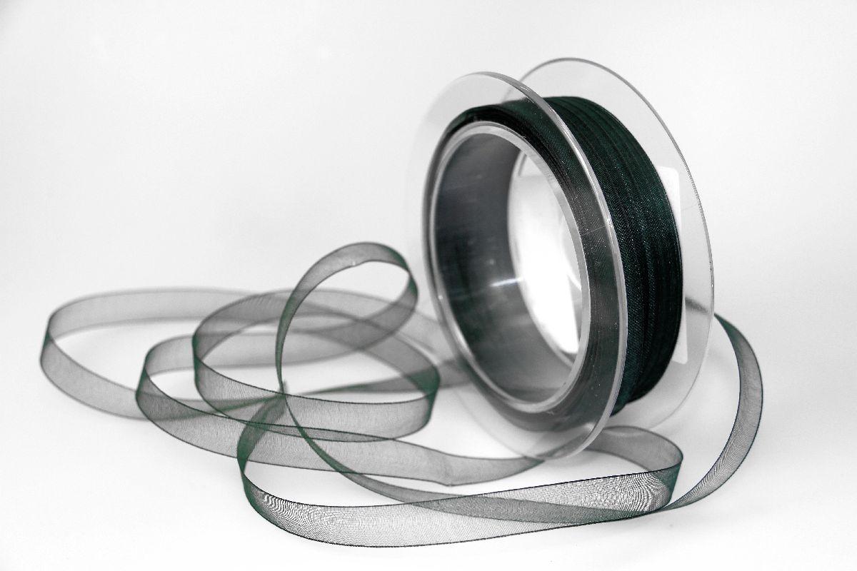 Organzabändchen Dunkelgrün ohne Draht 10mm