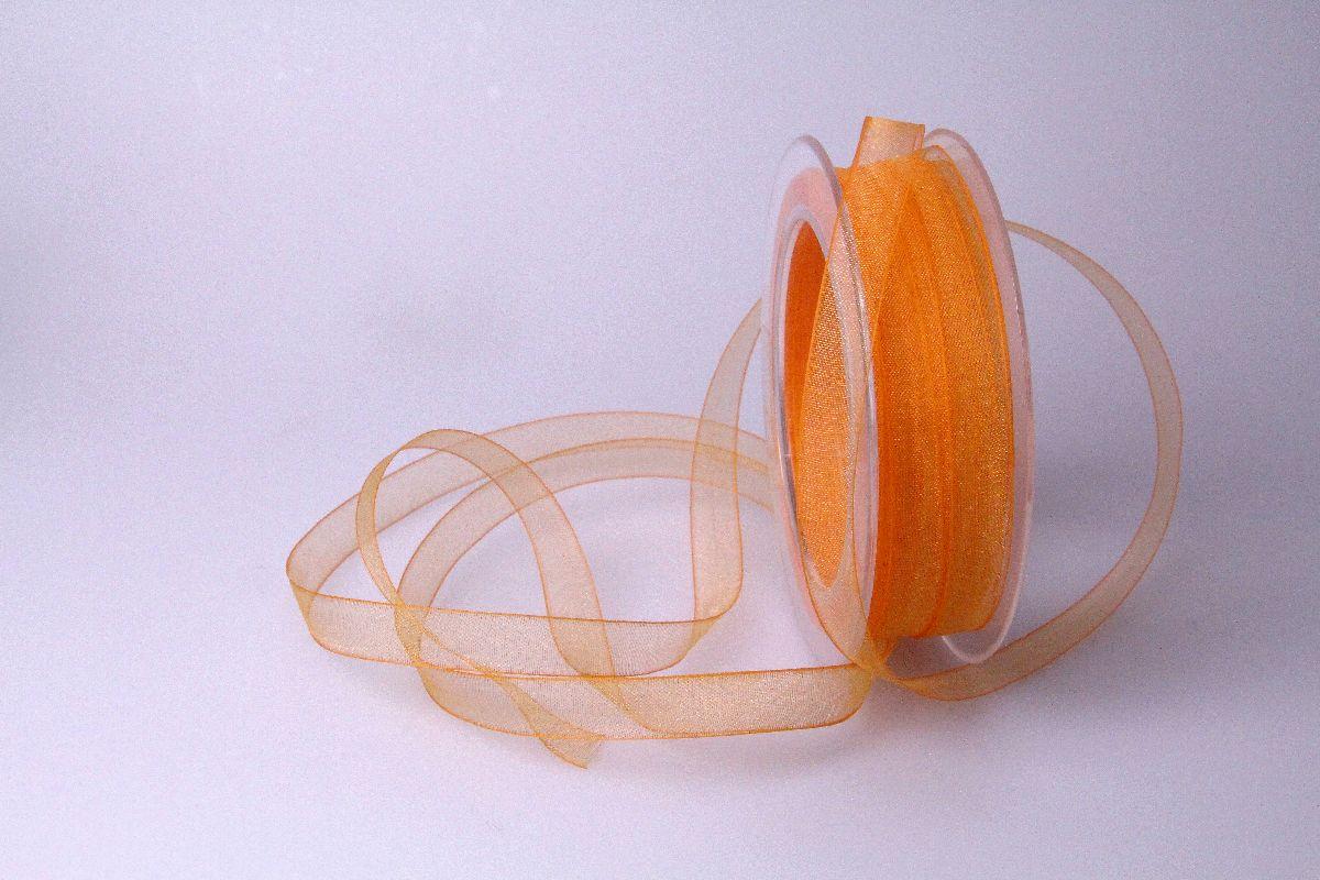 Organzabändchen Orange ohne Draht 10mm