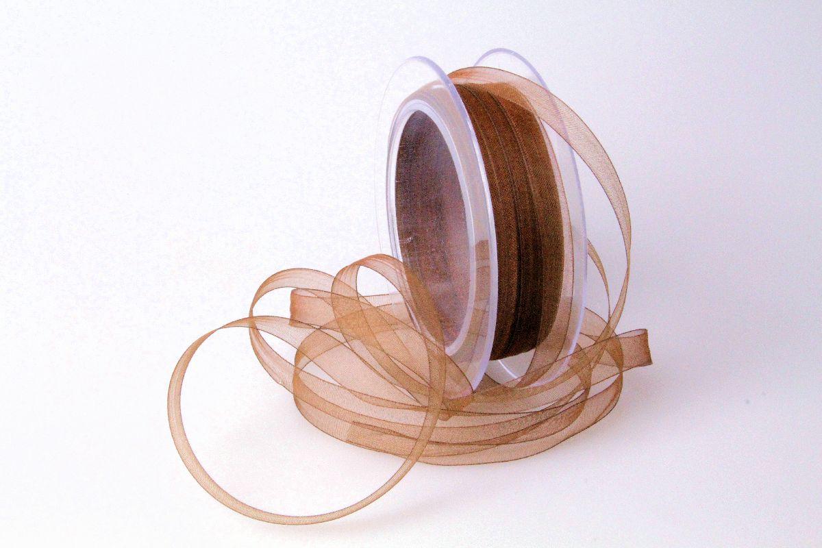 Organzabändchen Braun ohne Draht 10mm