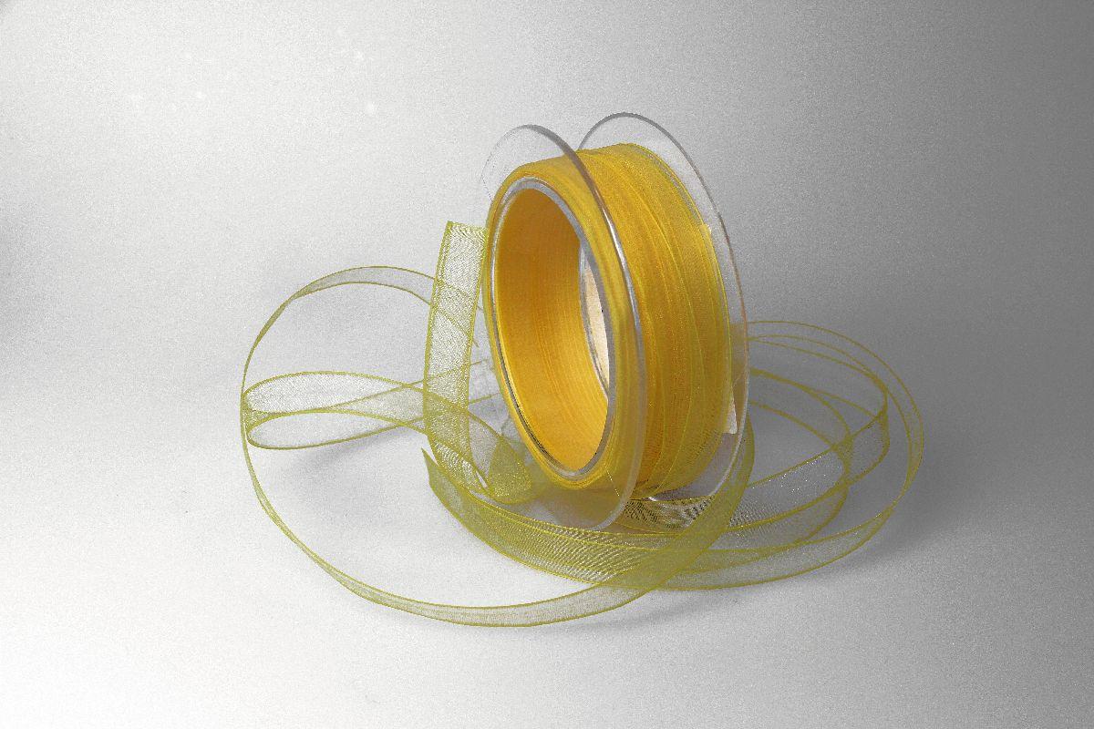 Organzabändchen Gelb ohne Draht 10mm