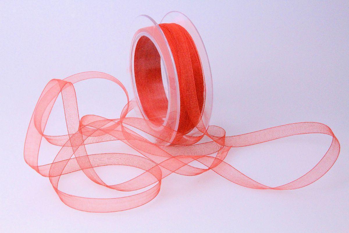 Organzabändchen  Rot ohne Draht 10mm