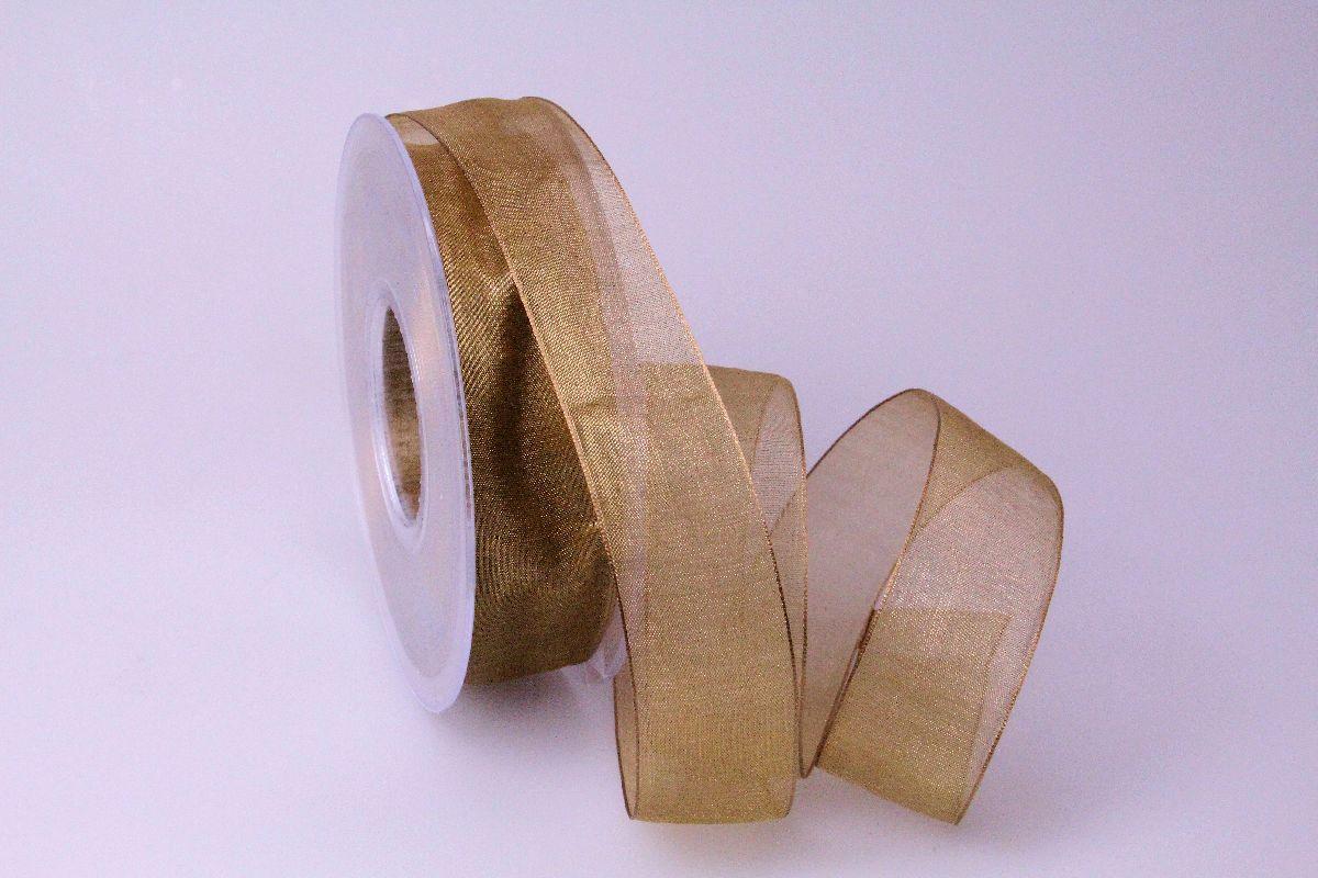 Organzaband 25mm braun ohne Draht