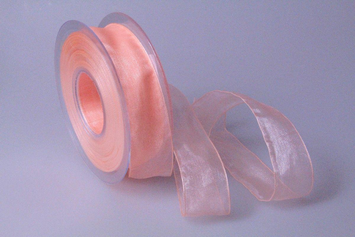 Organzaband 25mm lachs ohne Draht