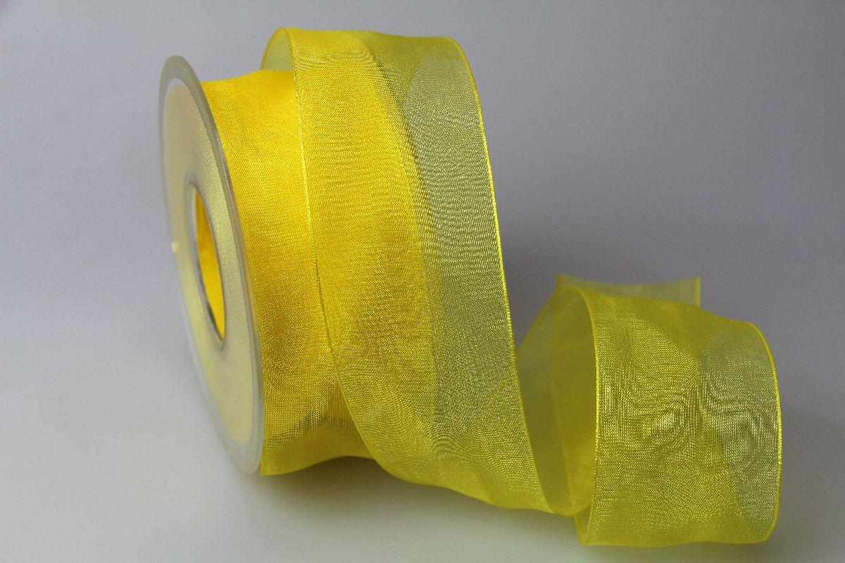Organzaband 40mm gelb ohne Draht