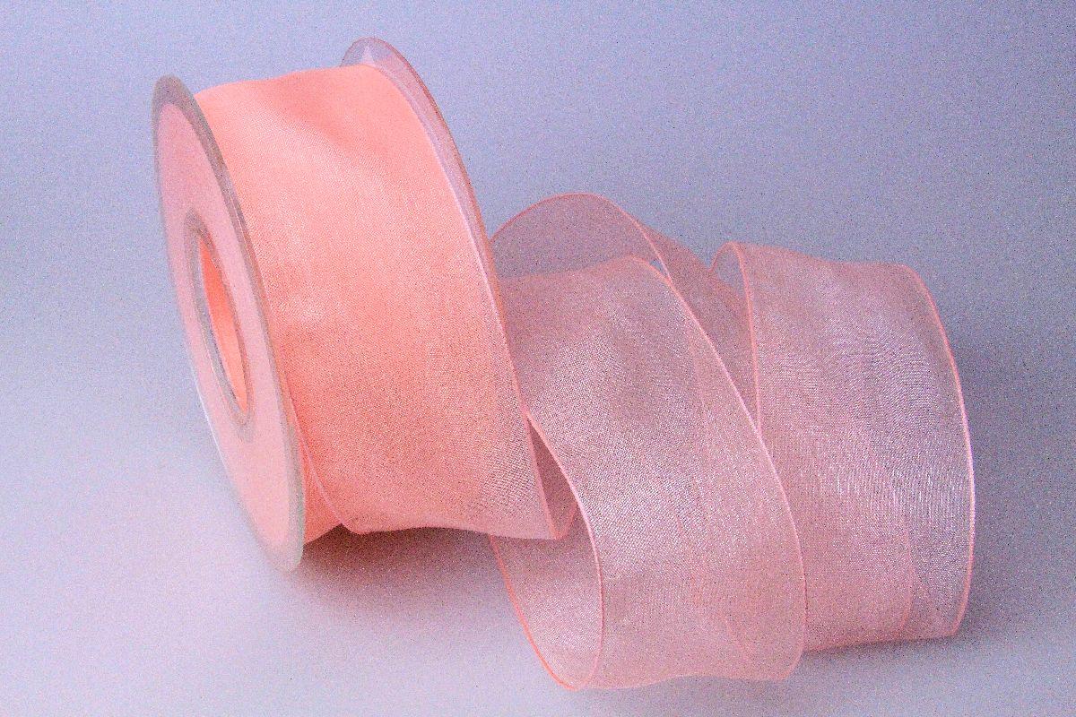 Organzaband 40mm lachs ohne Draht