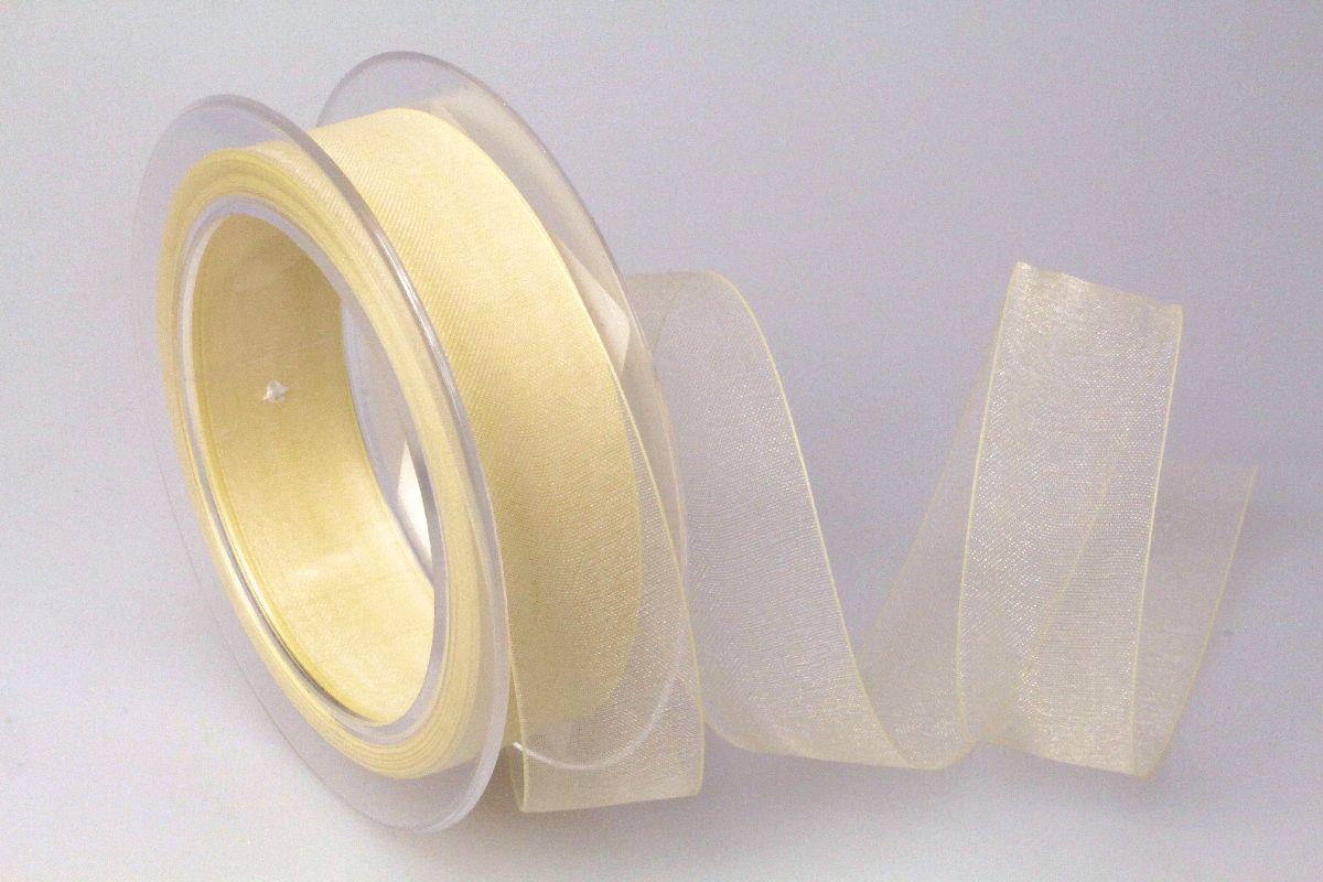 Organzaband Creme ohne Draht 25mm