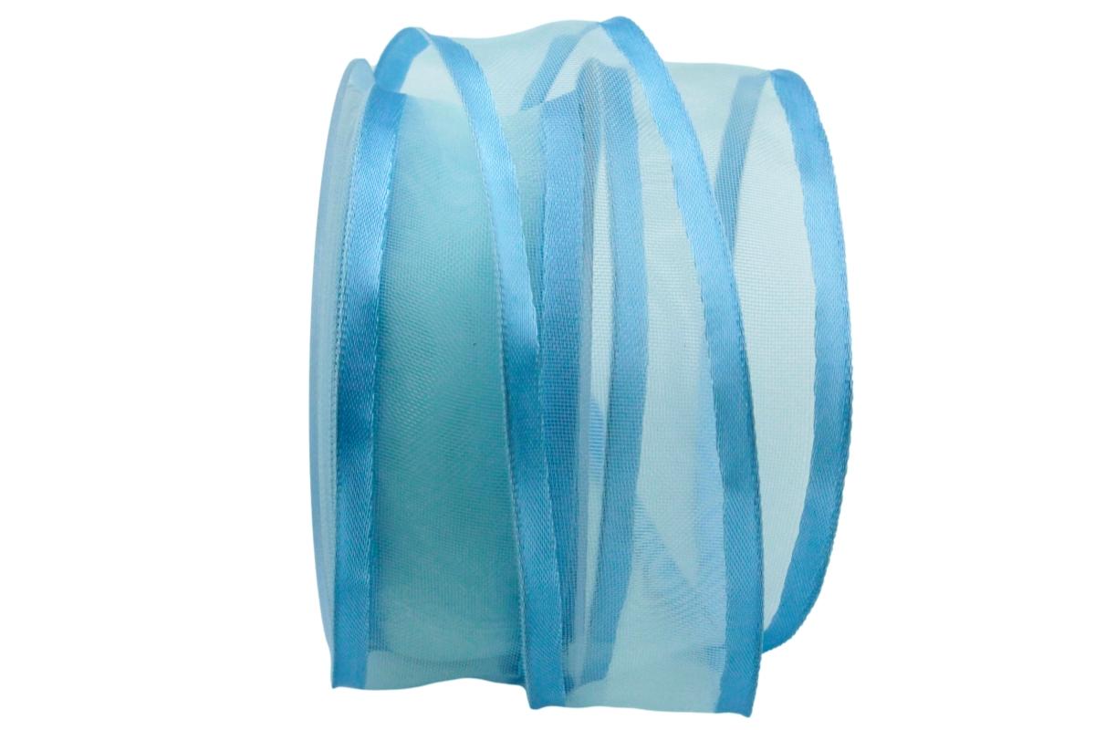 Organzaband Florband Hellblau mit Draht 40mm