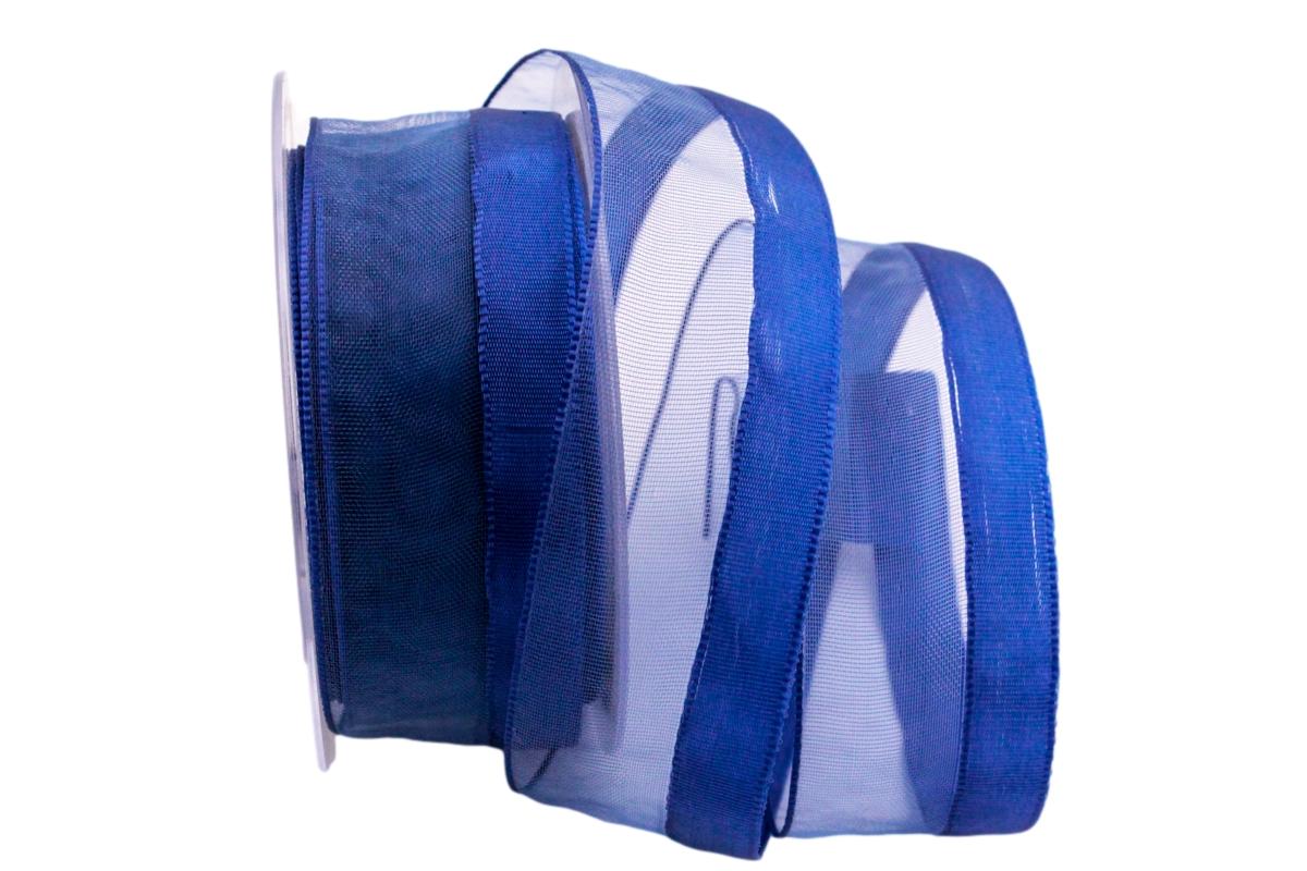 Organzaband Frühjahrsorganza Blau ohne Draht 40mm