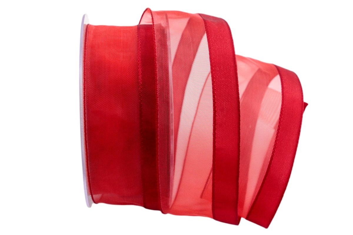 Organzaband Frühjahrsorganza rot ohne Draht 40mm