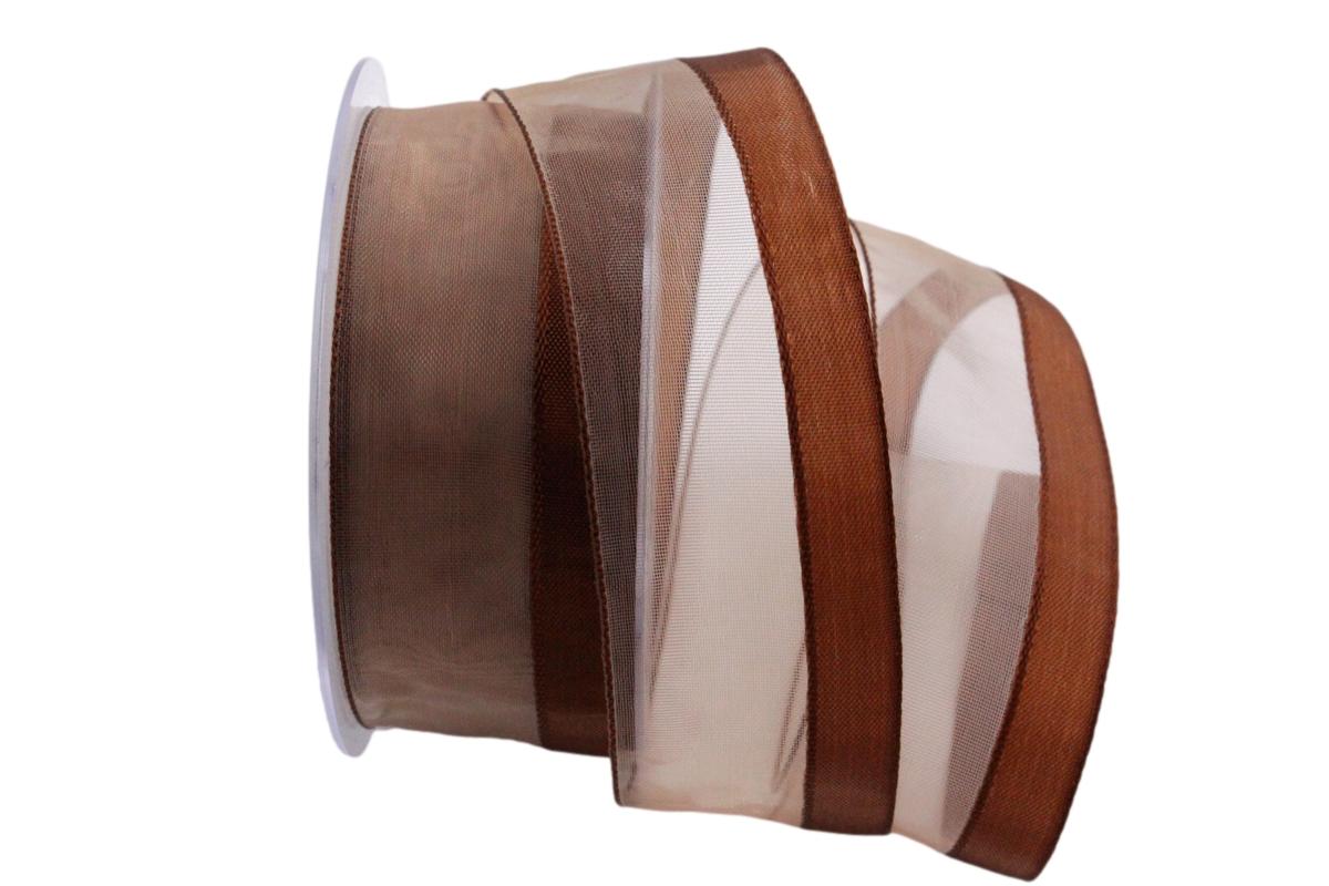 Organzaband Frühjahrsorganza Braun ohne Draht 40mm