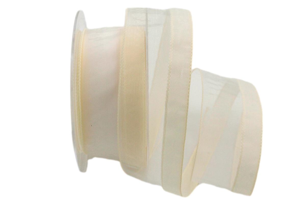 Organzaband Frühjahrsorganza Creme ohne Draht 40mm