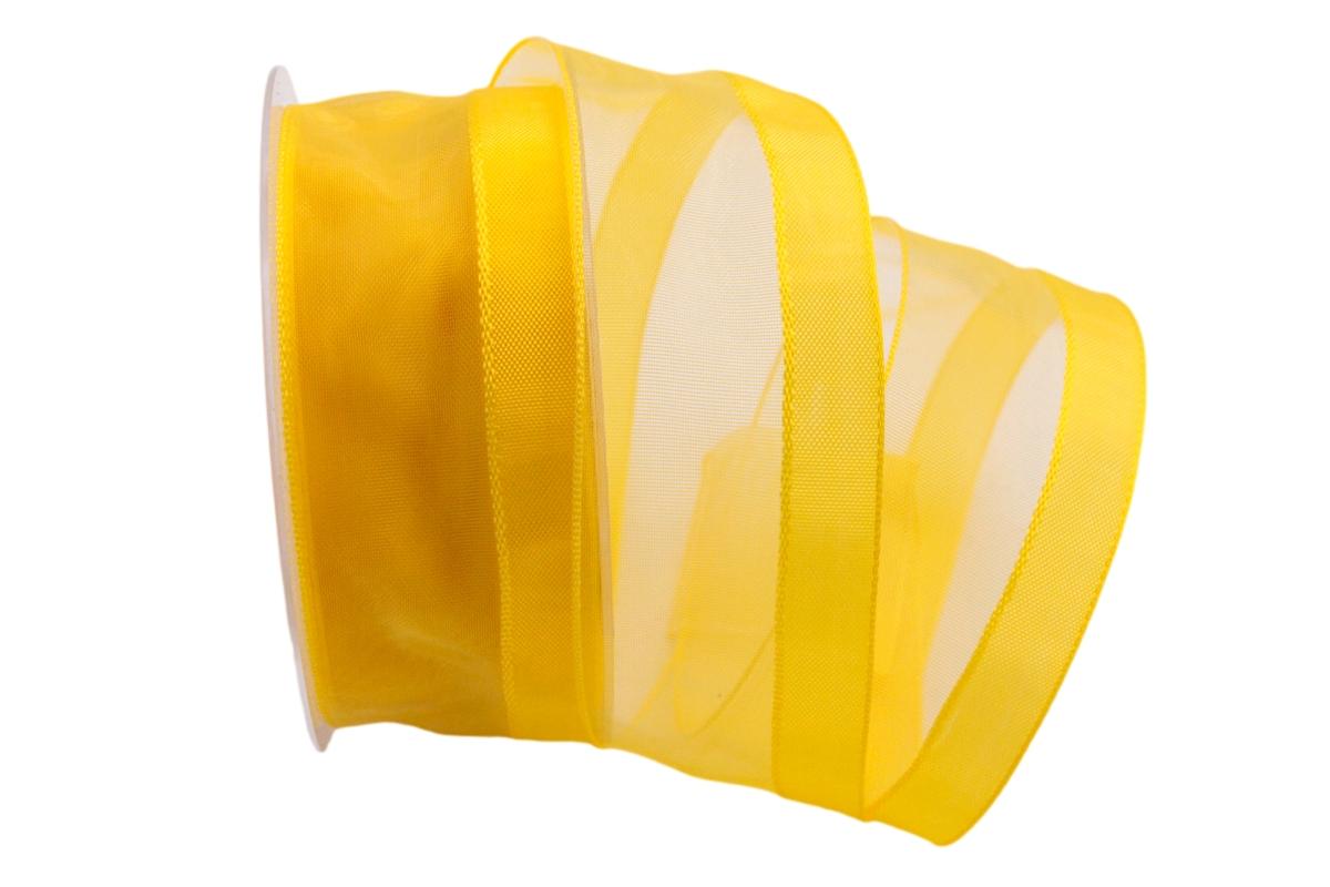 Organzaband Frühjahrsorganza Gelb ohne Draht 40mm