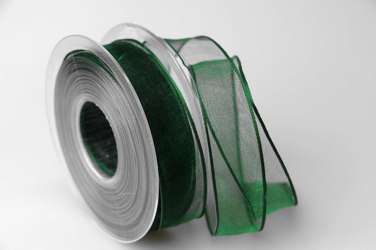 Organzaband grün 25mm mit Draht