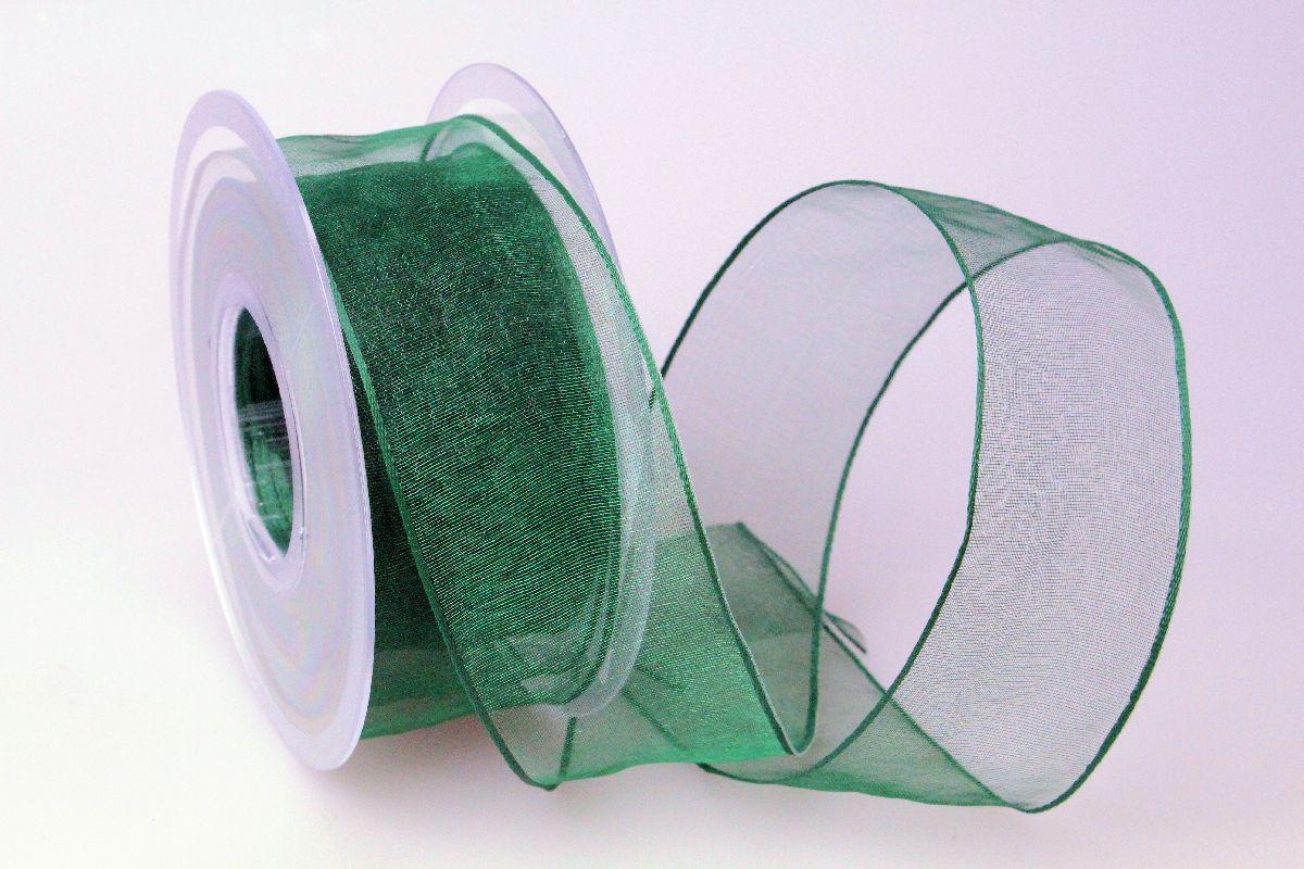 Organzaband Grün mit Draht 40mm