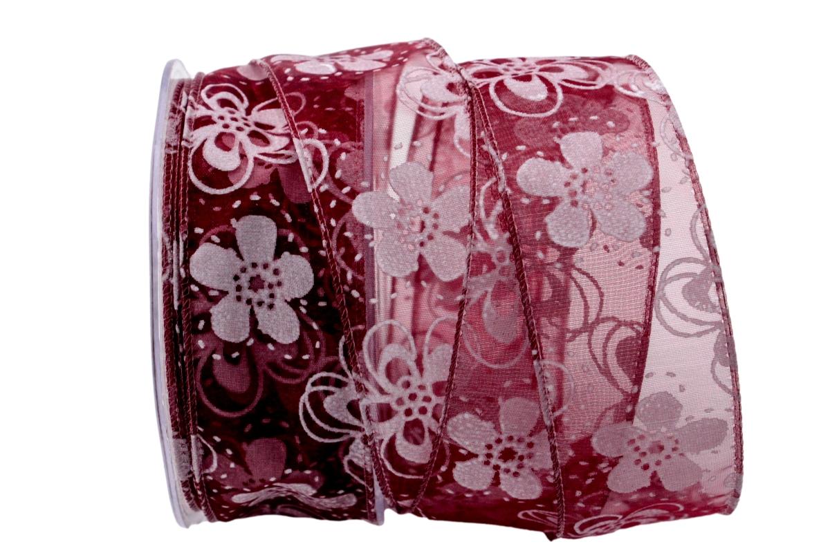Organzaband Holiday Bordeaux mit Draht 40mm