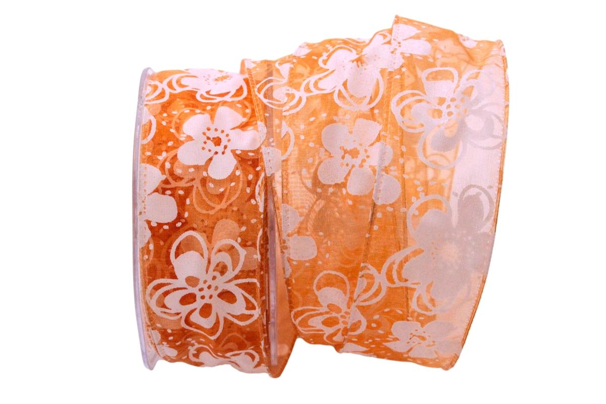 Organzaband Holiday Orange mit Draht 40mm